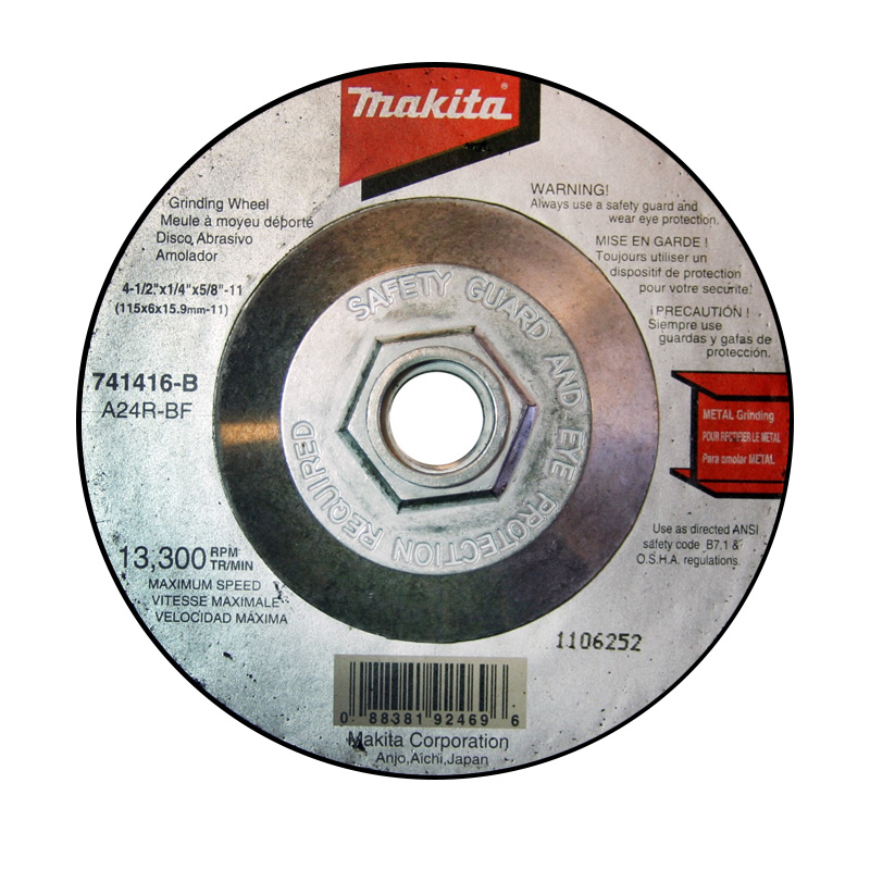 DISCO PARA DESBASTE DE METAL MAKITA C/ADAPTADOR PARA PULIDOR  4-1/2" X 1/4" X 5/8" (741416B)