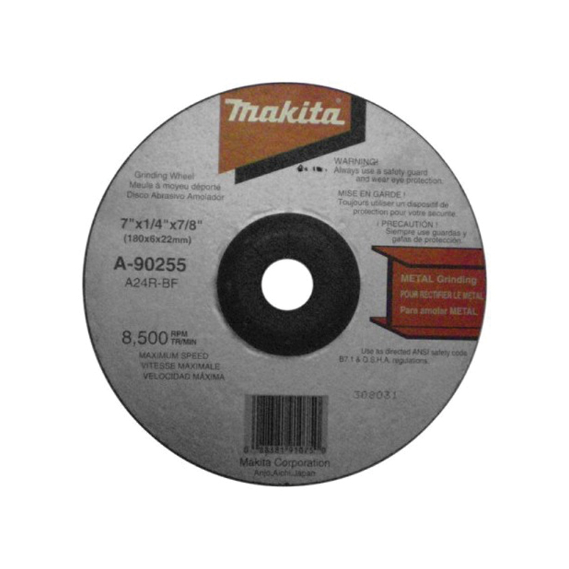 DISCO PARA DESBASTE DE METAL PARA PULIDOR MAKITA 7" X 1/4" X 7/8"  (A90255)