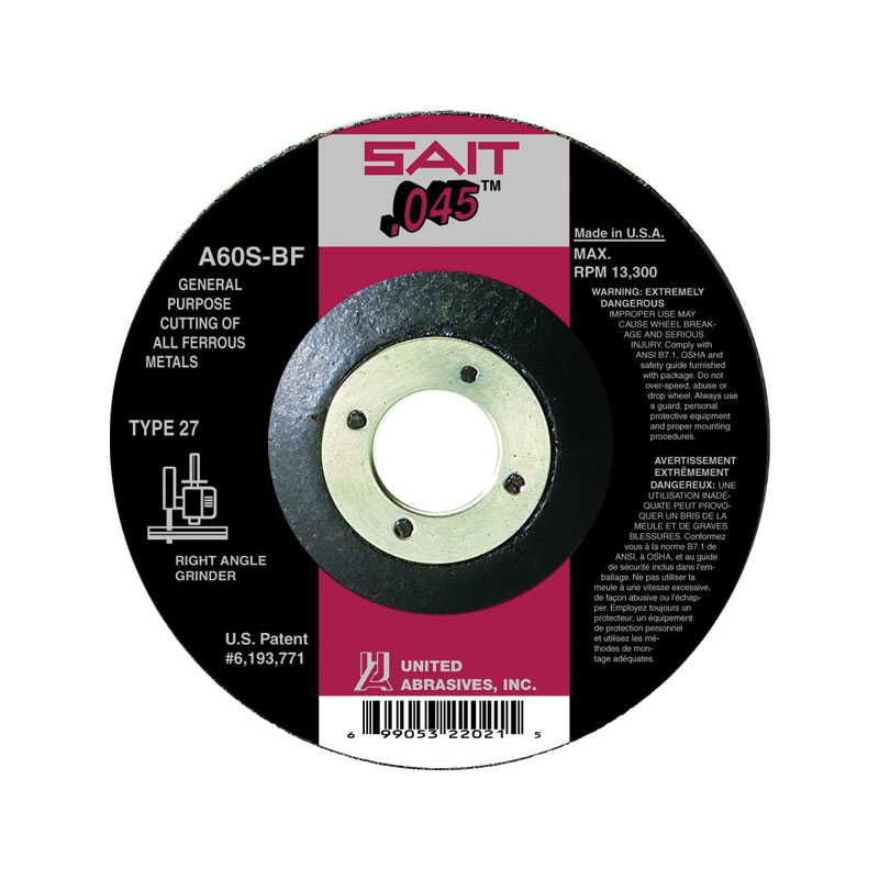 DISCO DE CORTE PARA METAL A60S 0.045" SAIT TIPO 27, 6" X 0.045" X 7/8" (22047)
