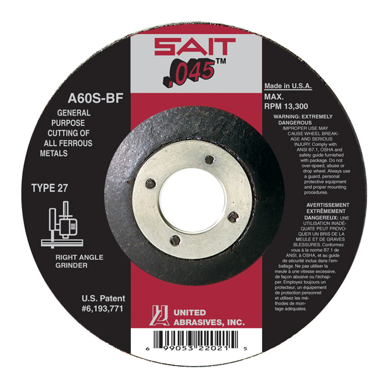 DISCO DE CORTE PARA METAL A60S 0.045" SAIT TIPO 27, 5" X 0.045" X 7/8" (22071)