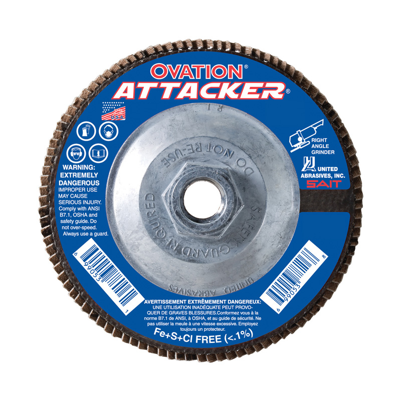 DISCO DE LIJA LAMINADO OVATION SAIT, 4-1/2" X 5/8"-11 C/ADAPTADOR GRANO 40, (76316)