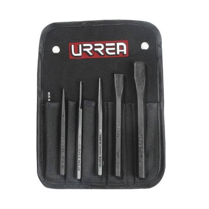 JUEGO URREA DE PUNZONES, CINCELES Y BOTADORES CON ESTUCHE, 5 PIEZAS (NO.4)