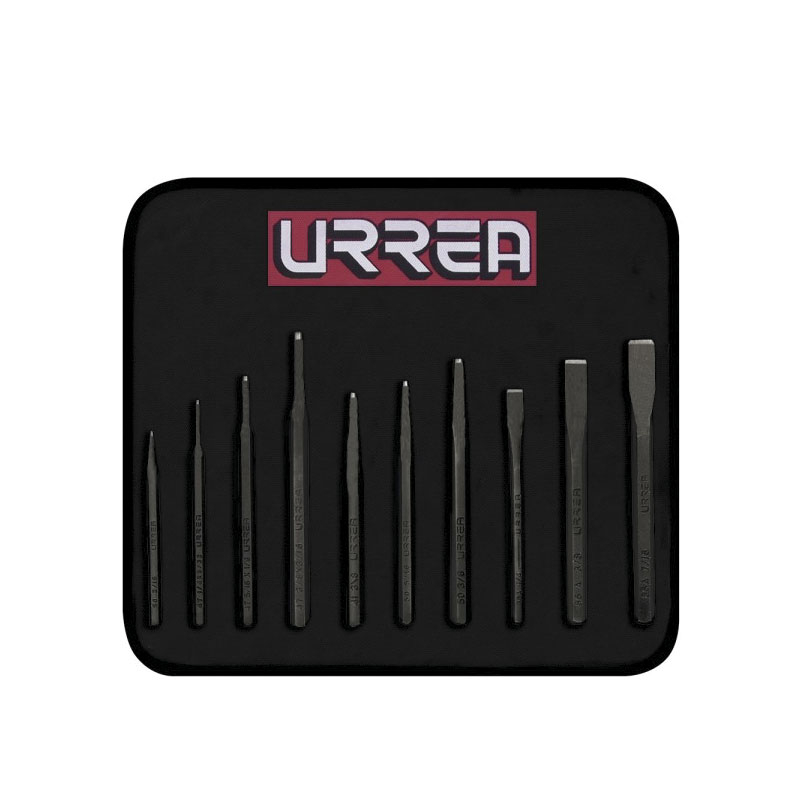 JUEGO URREA DE PUNZONES, CINCELES Y BOTADORES CON ESTUCHE, 10 PIEZAS (NO.2)