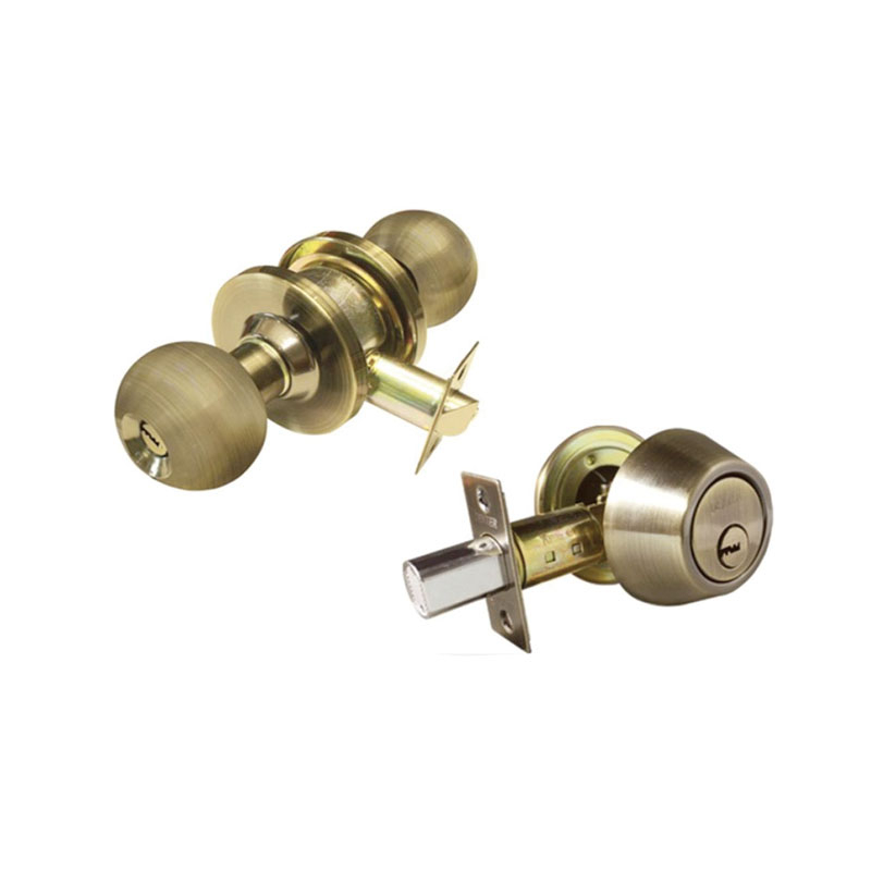 CERRADURA DOBLE CILINDRO Y PERILLA (COMBO) BRONCE  (142300)