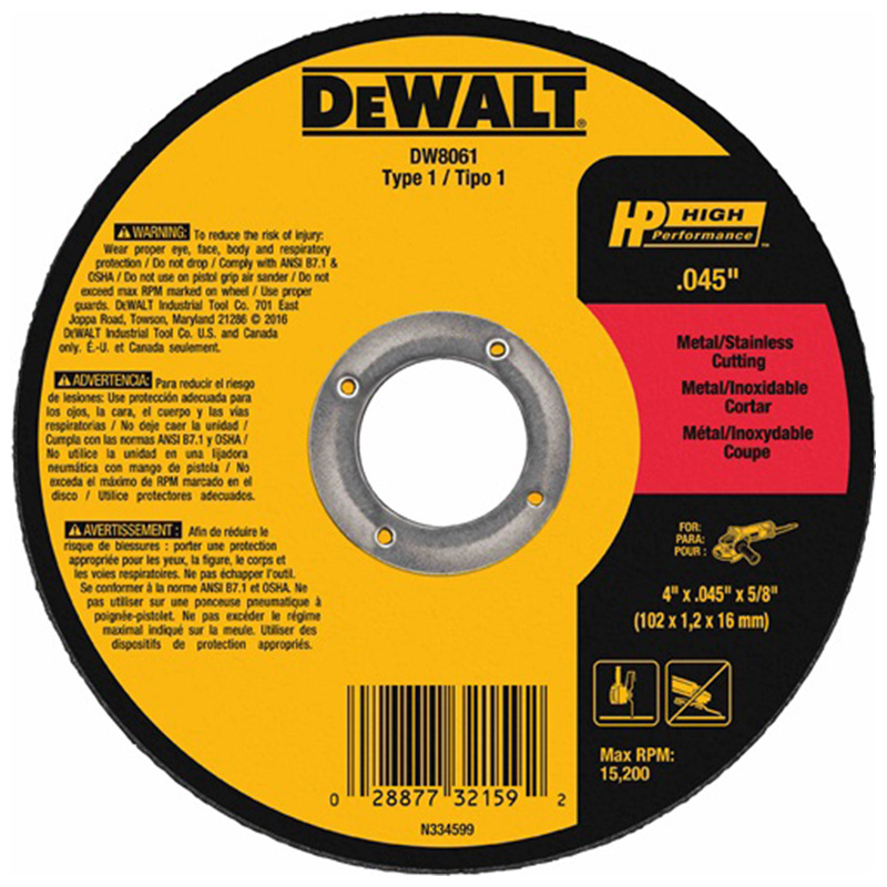 RUEDA DE CORTE FINO METAL A60T  6" X .045" X 7/8" (DW8725)