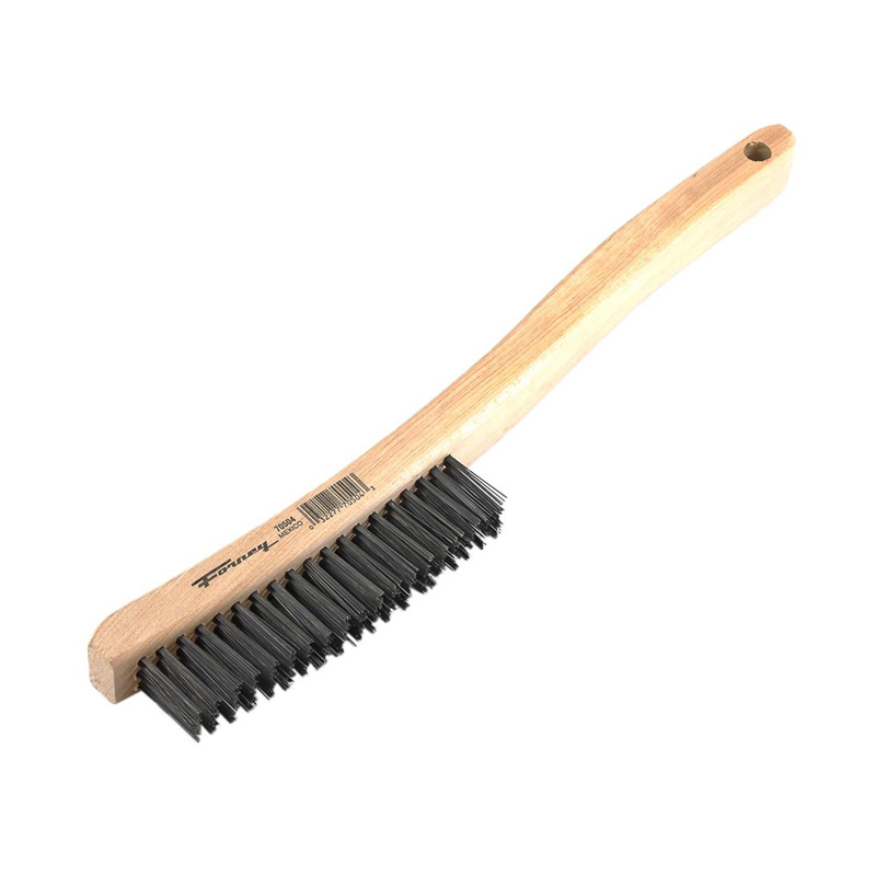 CEPILLO DE ALAMBRE CON MANGO DE MADERA CURVO,13-3/4" X .014 (70504)