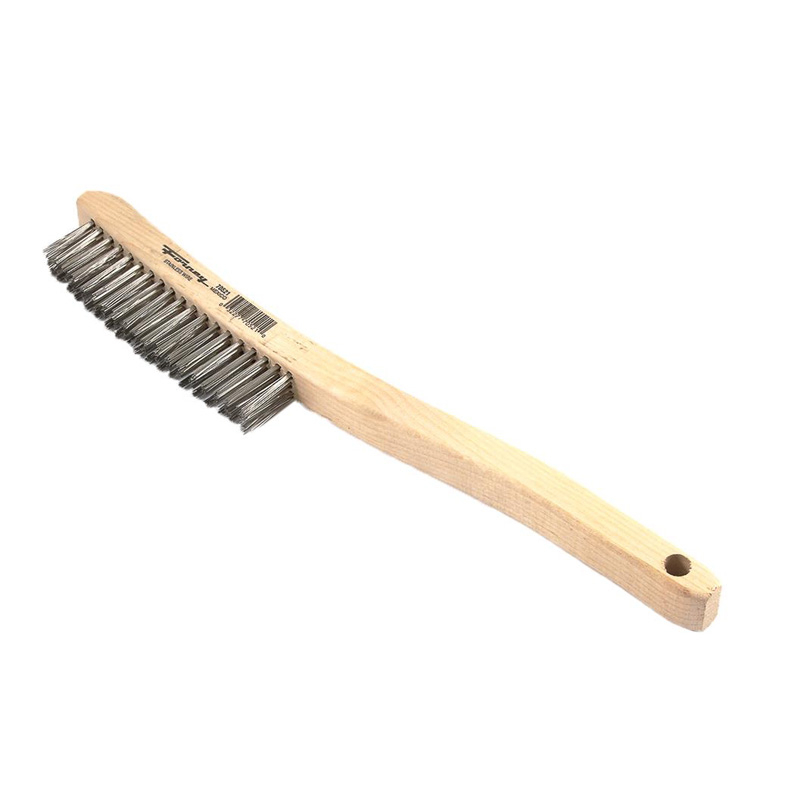CEPILLO DE ALAMBRE, ACERO INOXIDABLE CON MANGO LARGO DE MADERA 13-3/4" X .013" (70521 )