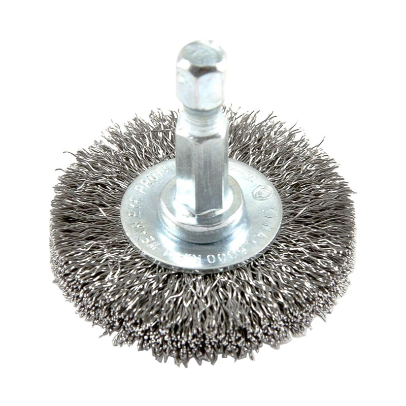 CEPILLO DE ALAMBRE ONDULADO CON 1/4 "VÁSTAGO HEXAGONAL 1-1/2" X 1/4" HEX  .008" 72726