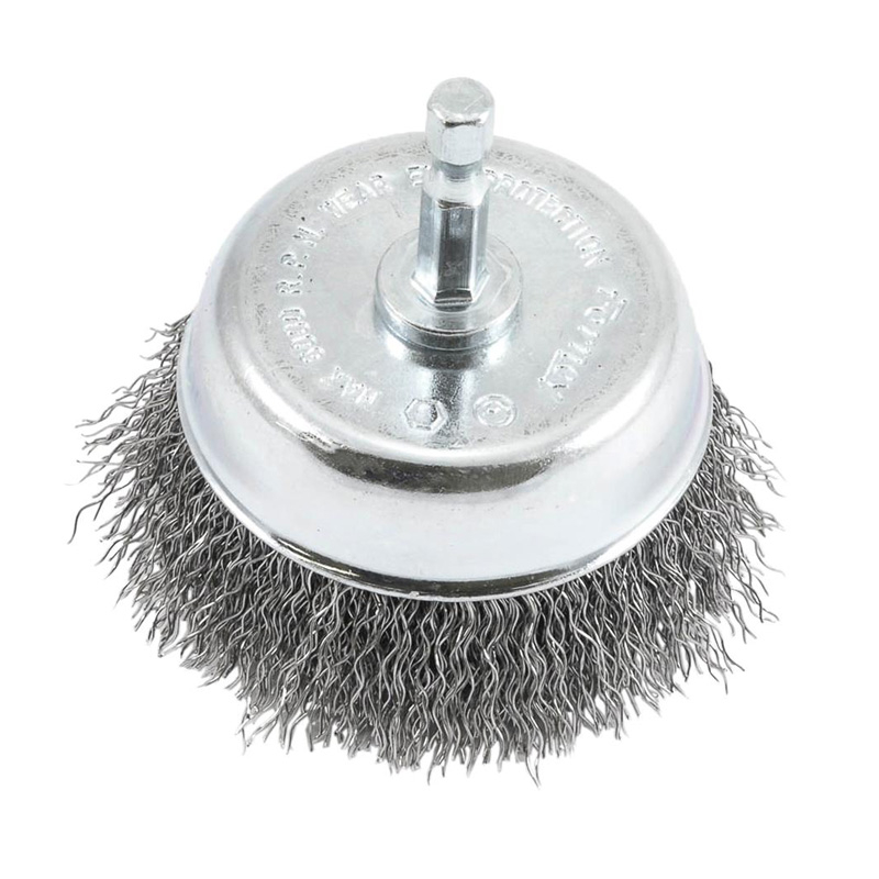 CEPILLO COPA DE ALAMBRE ONDULADO CON 1/4 "VÁSTAGO HEXAGONAL 3" X 1/4" HEX  .012" 72731