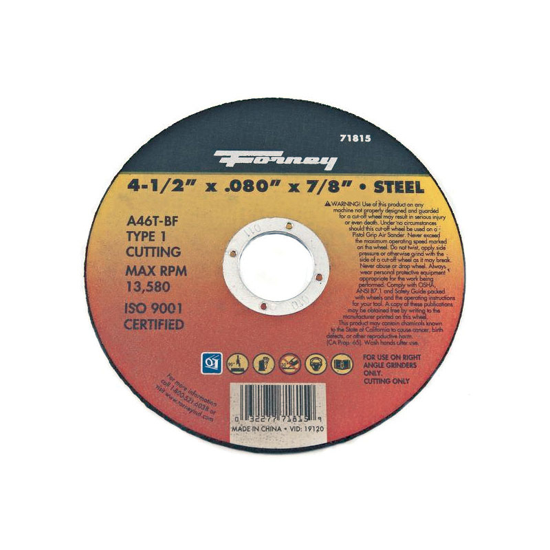 DISCO DE CORTE TIPO 1, 4-1/2 "X .080" X 7/8 "A46T-BF (71815)