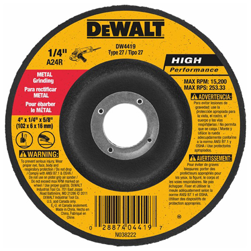 DISCO DE MOLIENDA METALICA 7" X 1/4" X 5/8-11 (DW4999)