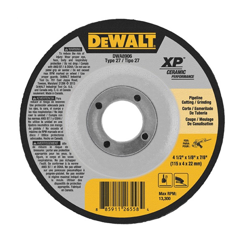 DISCO GRANO CERAMICA 4-1/2" X 1/4 X 5/8-11 DWA8909