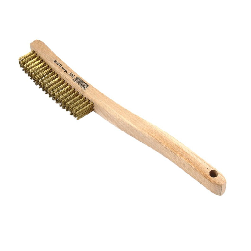 CEPILLO DE ALAMBRE DE BRONCE CON MANGO DE MADERA CURVADA,13-3/4" X .012" (70518)