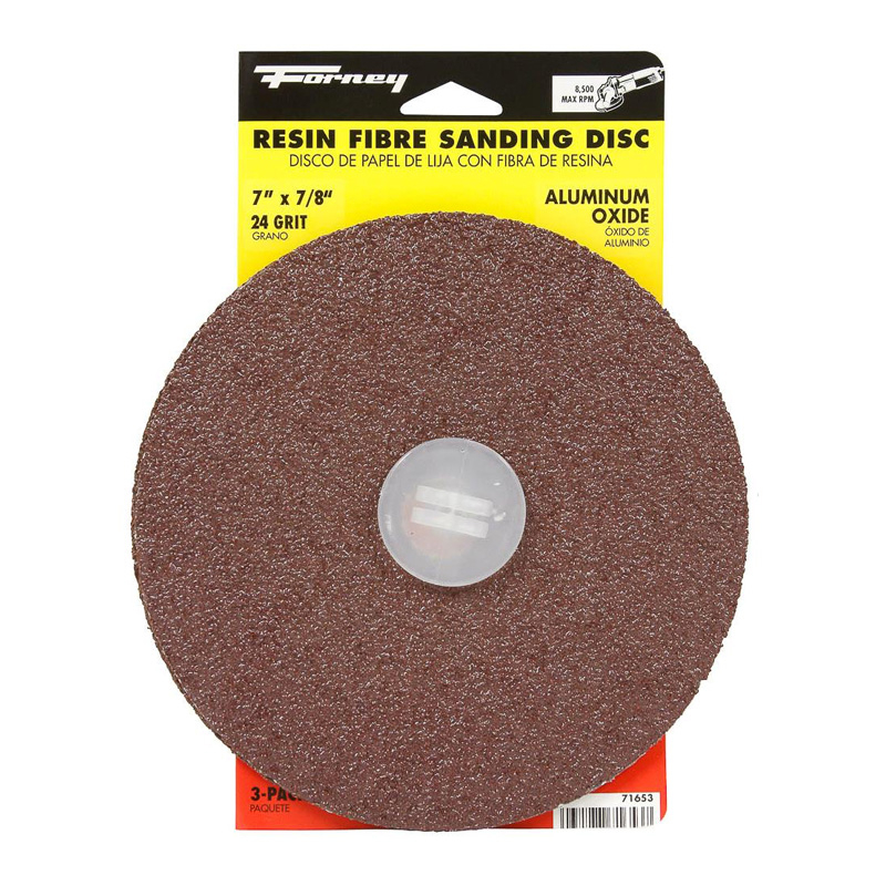 DISCO DE LIJA DE OXIDO DE ALUMINIO 7" X 7/8" G-24 (71766) PAQ. 3 PZAS.