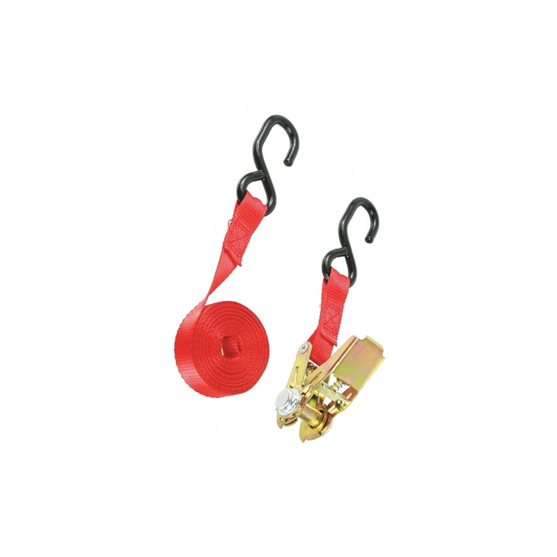 SUJETADOR CON MATRACA 1" X 15' DE ALTA RESISTENCIA 1,000 LBS, "GANCHOS S", ROJO (48430)