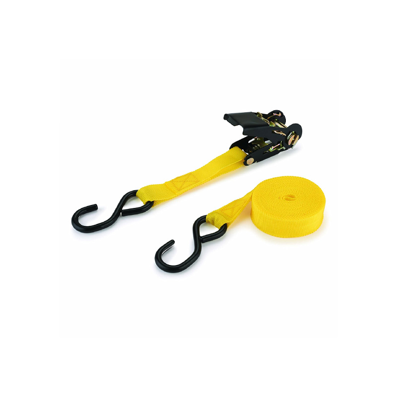 SUJETADOR CON MATRACA 1" X 15' DE ALTA RESISTENCIA 1,000 LBS, "GANCHOS S", AMARILLO (48432)