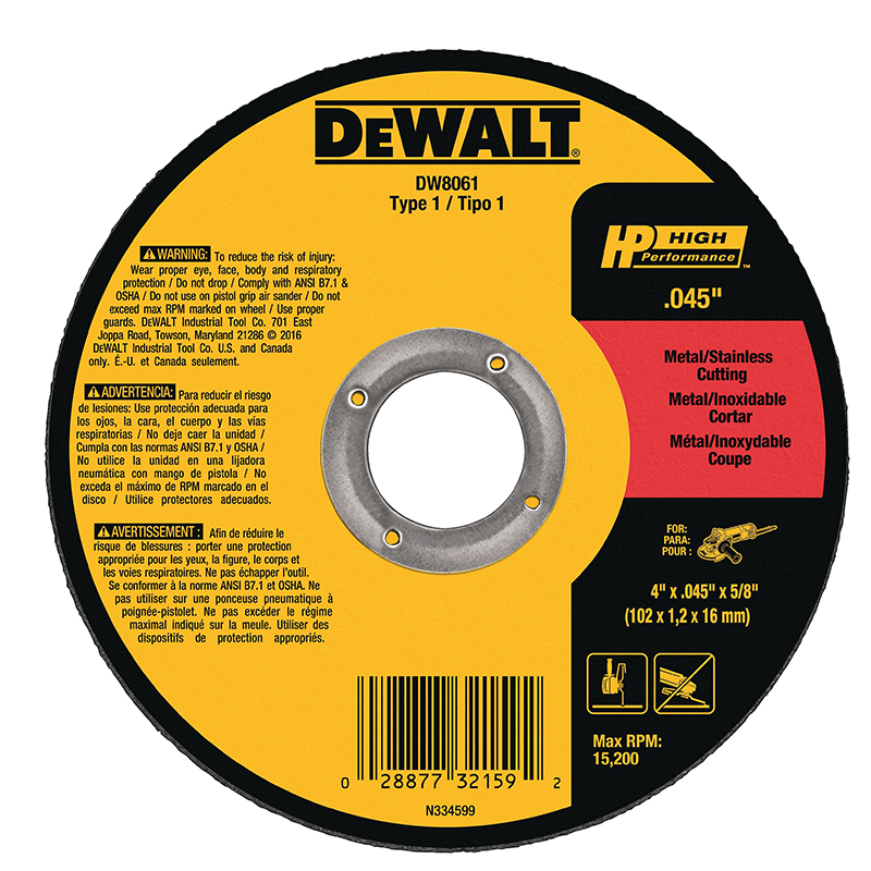 6 X .040 X 7/8 HP T1  HIGH PERFORMANCE CUT-OFF WHEEL (DWA8726F)