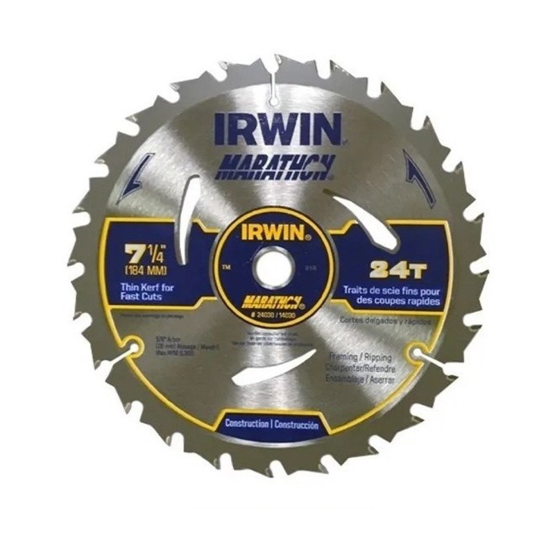 IRWIN HOJA DE SIERRA CIRCULAR CON CABLE PORTATIL MARATHON 7 1/4", 24 DIENTES (24030)